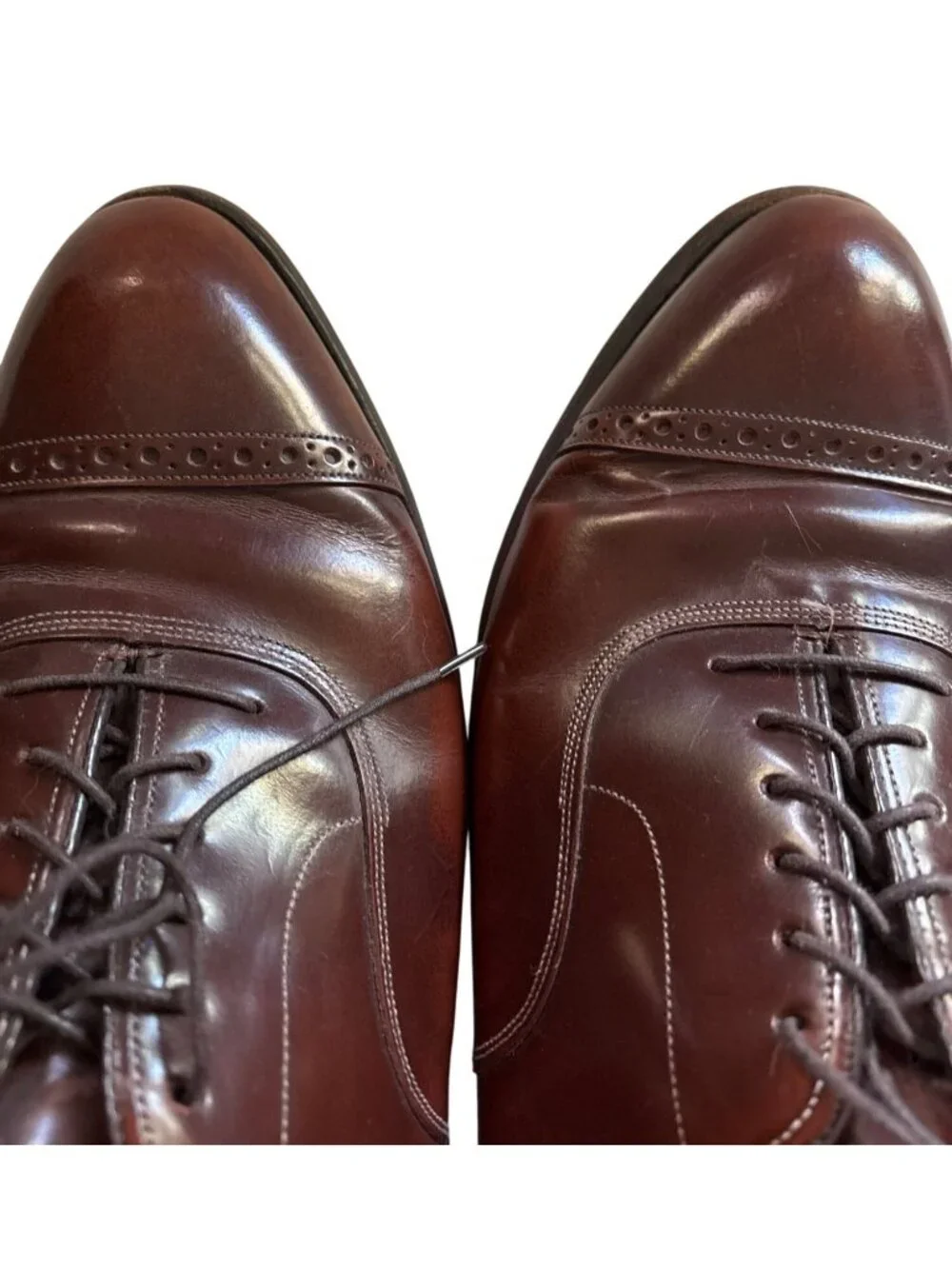 Johnston and Murphy Brown Leather Oxford Cap-Toe Dress Shoes Size 10.5 USA Made